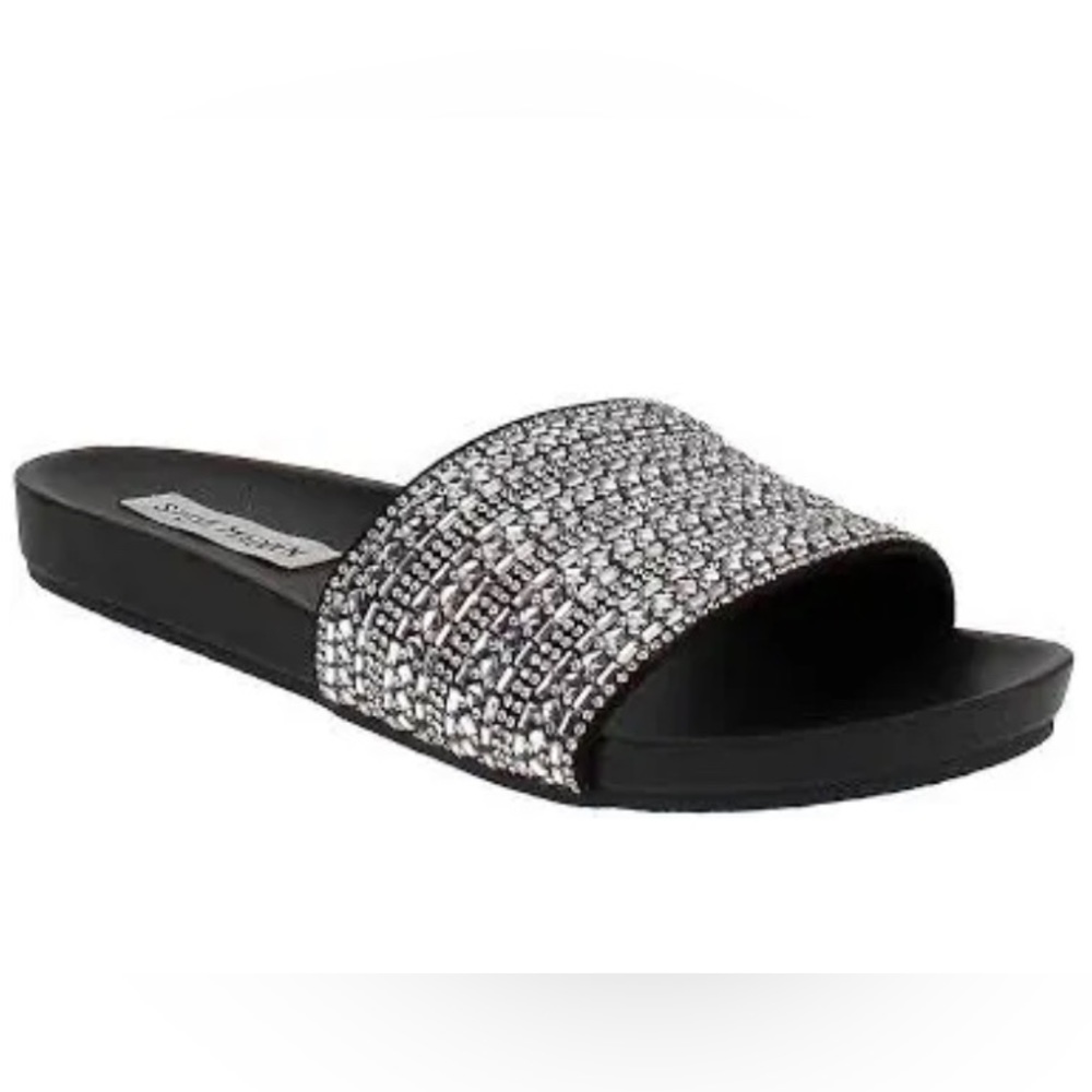 STEVE MADDEN Black Dazzle Slide Sandals